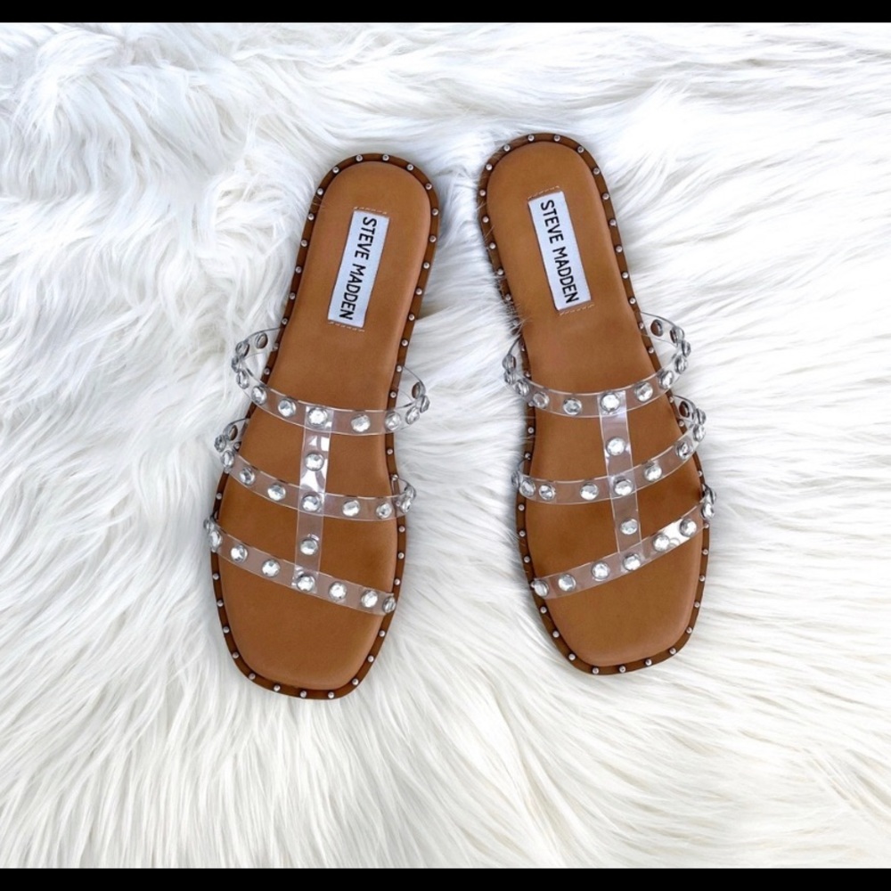 NBW Steve Madden jeweled flip flops